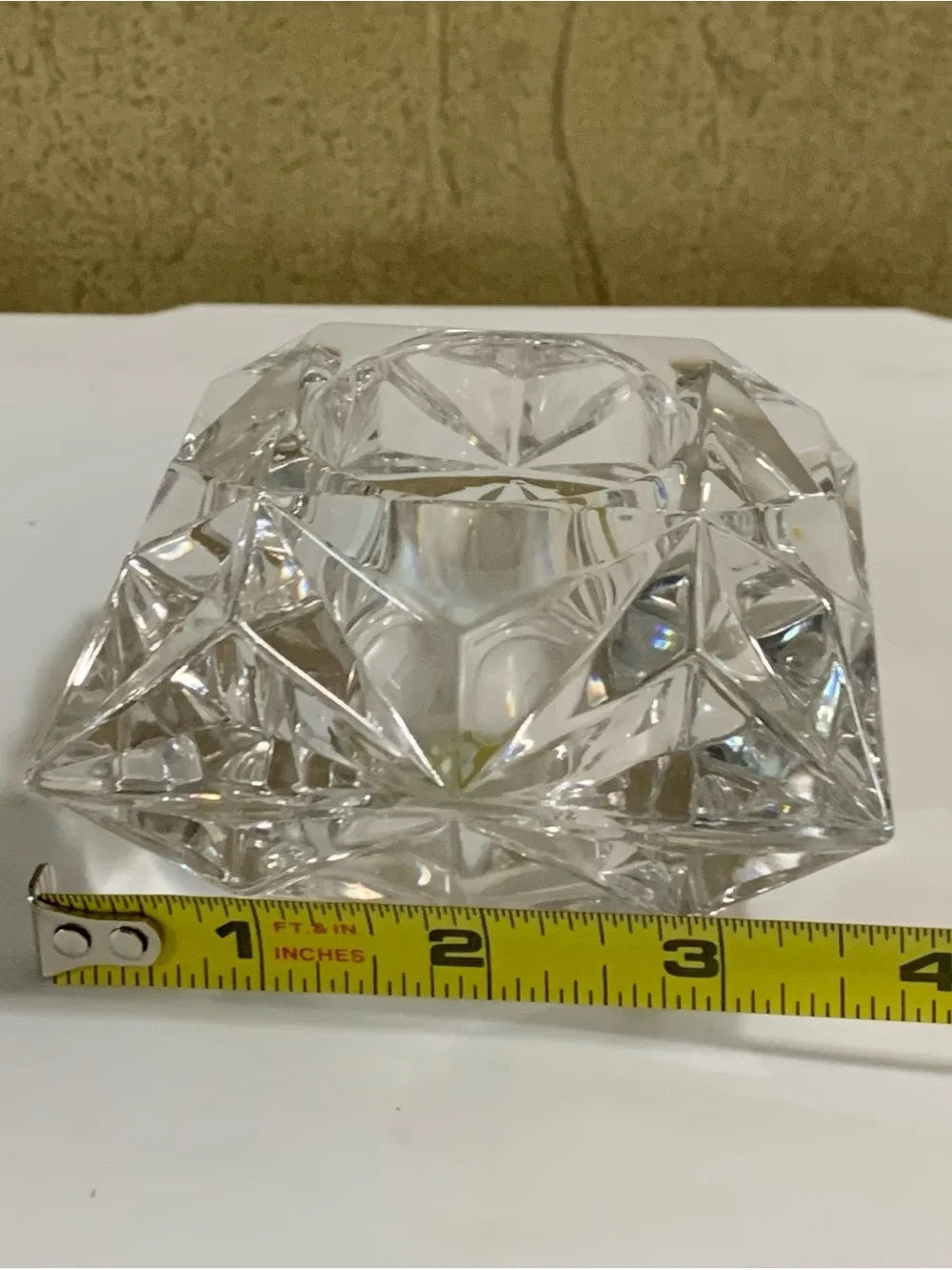 PARTYLITE Quad Prism Lead Crystal Tealight Candle Holder P0129 NEW in Box